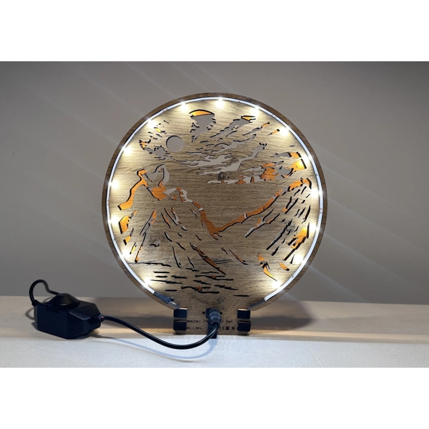 Li-Go 23595/DUB2 - Decorazione da tavolo dimmerabile a LED/12W/230V 20x22 cm rovere/orsetti