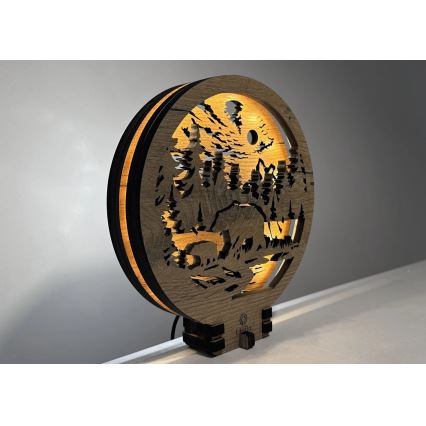 Li-Go 23595/DUB2 - Lampe de table décorative LED dimmable LED/12W/230V 20x22 cm chêne/ours