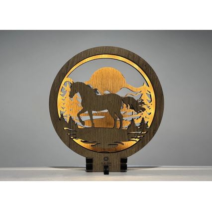 Li-Go 23598/DUB2 - Dimmbare dekorative LED-Tischleuchte LED/12W/230V 20x22 cm Eiche/Pferd