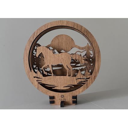 Li-Go 23598/DUB2 - Dimmbare dekorative LED-Tischleuchte LED/12W/230V 20x22 cm Eiche/Pferd