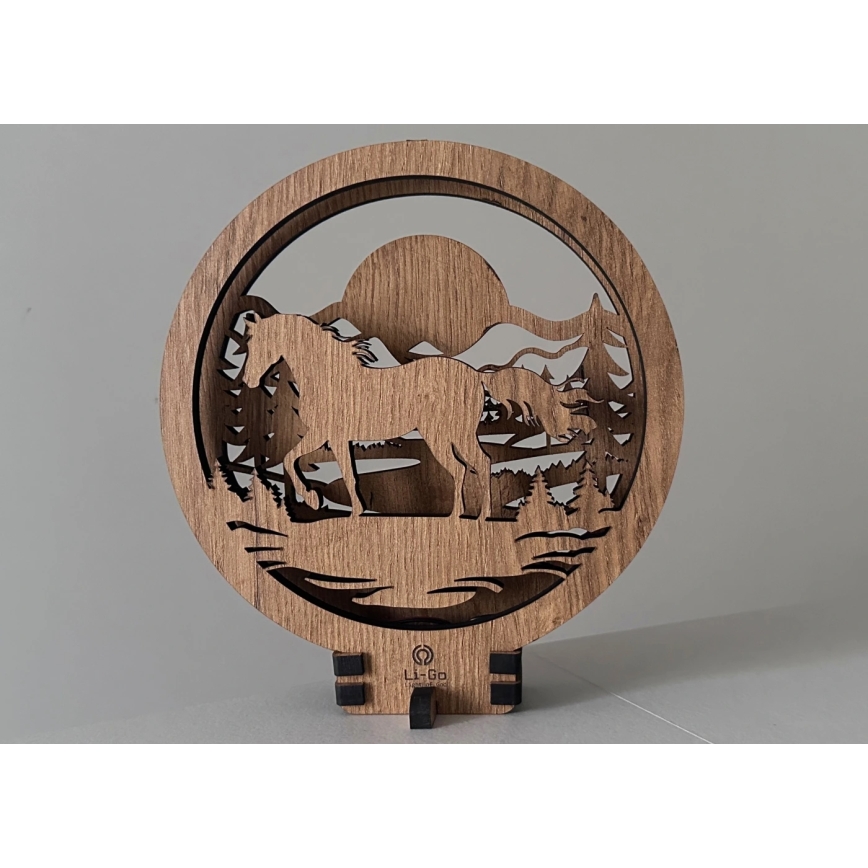 Li-Go 23598/DUB2 - Dimmbare dekorative LED-Tischleuchte LED/12W/230V 20x22 cm Eiche/Pferd