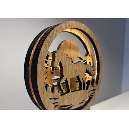 Li-Go 23598/DUB2 - Dimmbare dekorative LED-Tischleuchte LED/12W/230V 20x22 cm Eiche/Pferd