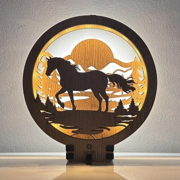 Li-Go 23598/DUB2 - Lampe décorative de table LED dimmable LED/12W/230V 20x22 cm chêne/cheval