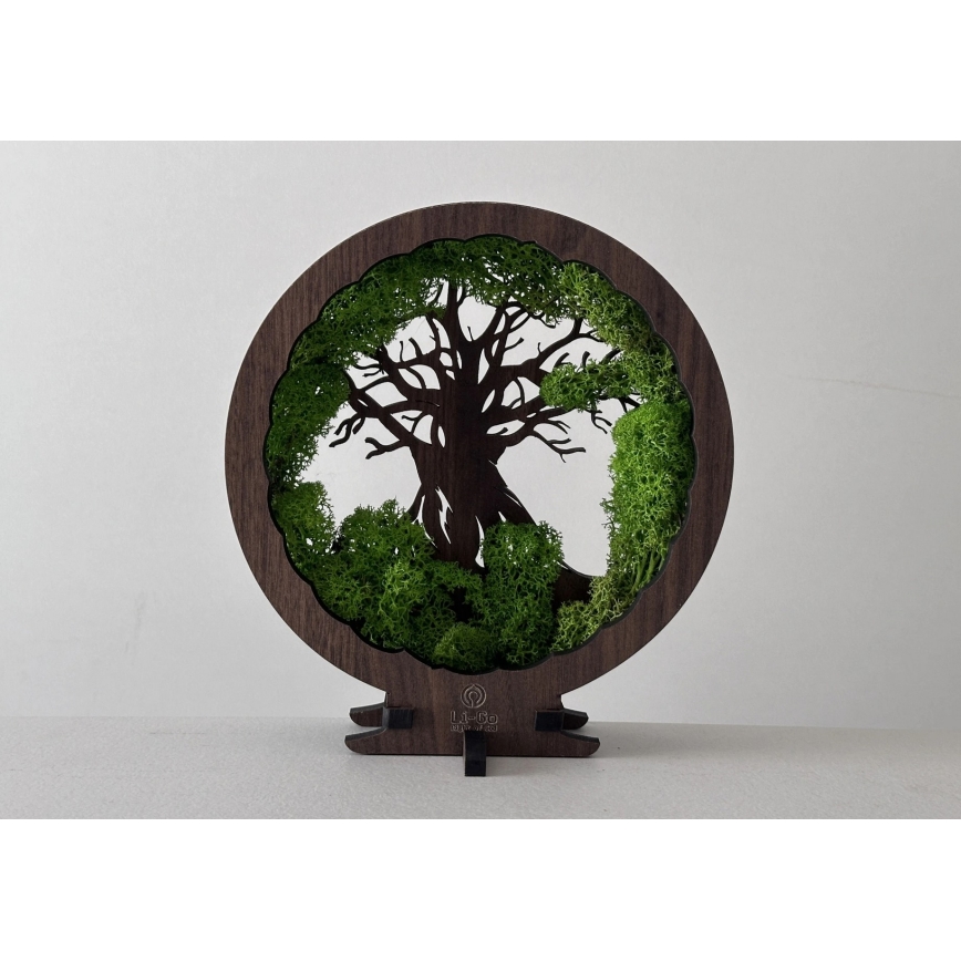 Li-Go 23604/DUB2 - dimmbare LED Tischdekoration LED/12W/230V 20x22 cm Eiche/Moos und Baum