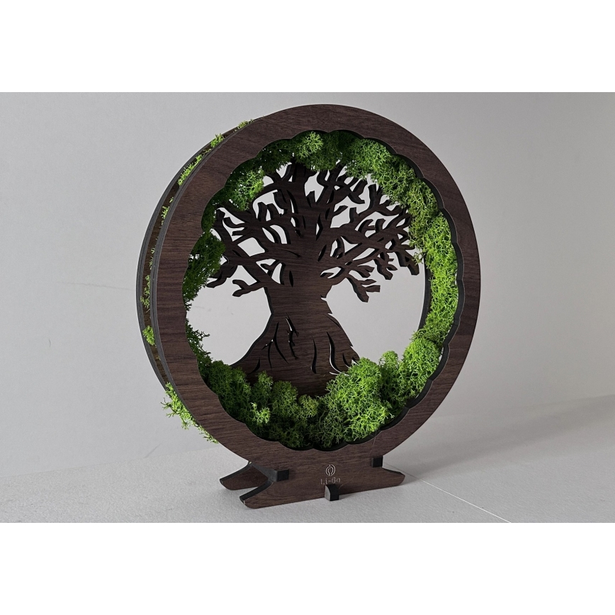 Li-Go 23604/DUB2 - dimmbare LED Tischdekoration LED/12W/230V 20x22 cm Eiche/Moos und Baum