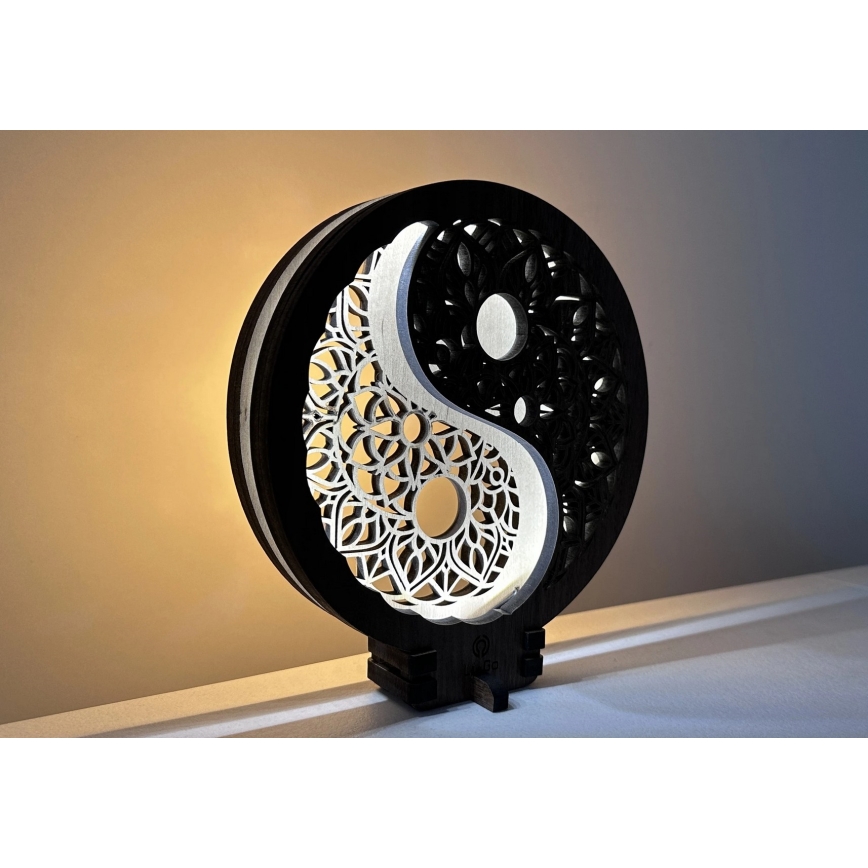 Li-Go 23607/O - Dimmbare LED-Tischleuchte LED/12W/230V 20x22 cm Nussbaum/Jin Jang