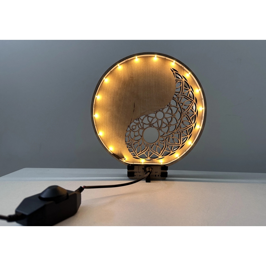 Li-Go 23607/O - Dimmbare LED-Tischleuchte LED/12W/230V 20x22 cm Nussbaum/Jin Jang