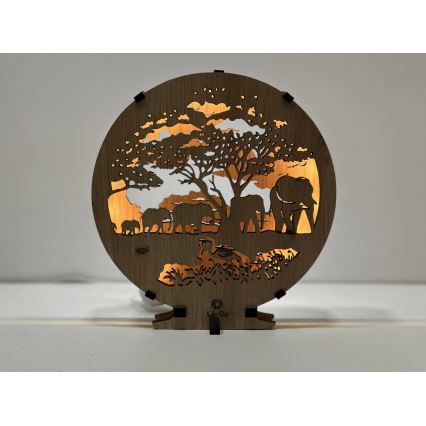 Li-Go 23610/DUB2 - Dimmbare LED-Tischdekoration LED/12W/230V 20x22 cm Eiche/Elefanten
