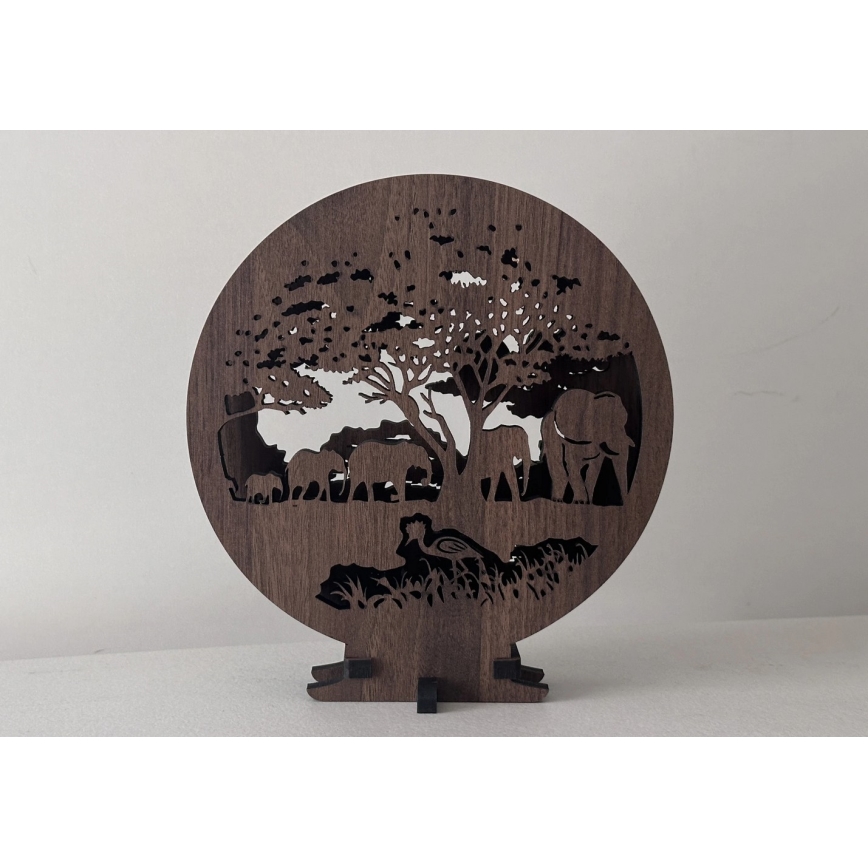 Li-Go 23610/DUB2 - Dimmbare LED-Tischdekoration LED/12W/230V 20x22 cm Eiche/Elefanten