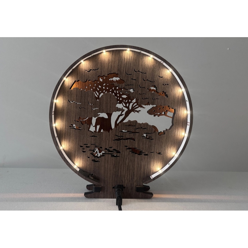 Li-Go 23610/DUB2 - Dimmbare LED-Tischdekoration LED/12W/230V 20x22 cm Eiche/Elefanten