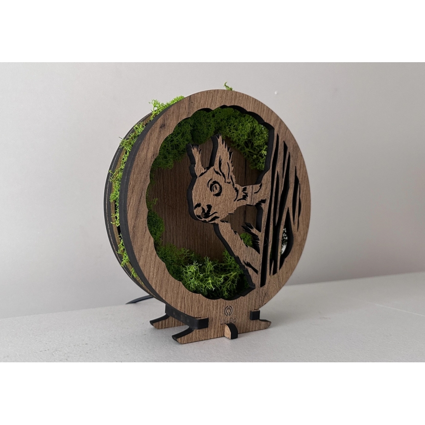 Li-Go 23625/DUB2 - Décoration de table dimmable à LED LED/12W/230V 20x22 cm chêne/écureuil en mousse