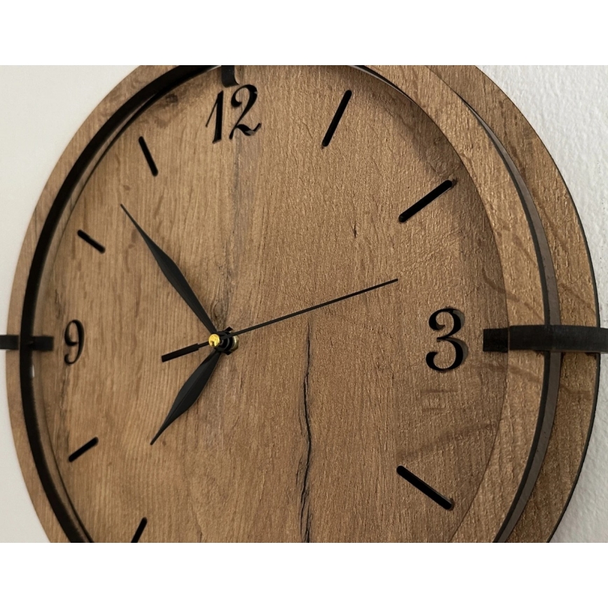 Li-Go 23628/DUB3 - Horloge murale LED/1xAA Ø 32 cm chêne clair/ronde