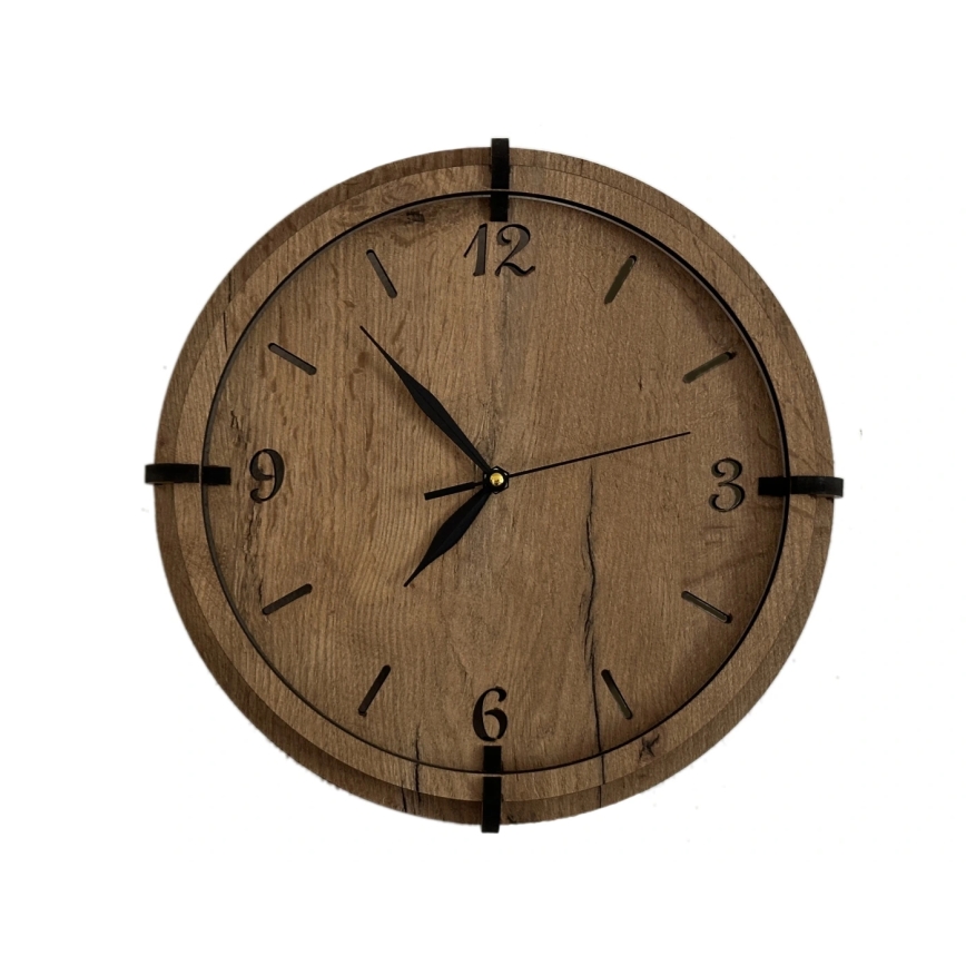 Li-Go 23628/DUB3 - Wanduhr LED/1xAA Ø 32 cm heller Eiche/rund