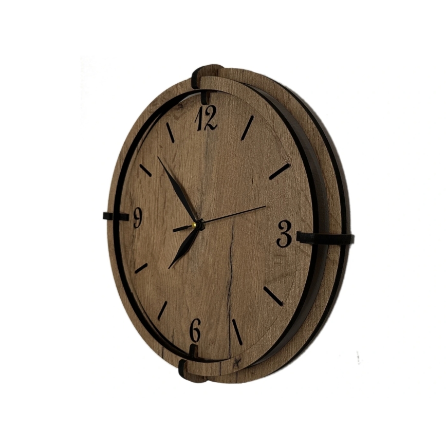 Li-Go 23628/DUB3 - Wanduhr LED/1xAA Ø 32 cm heller Eiche/rund