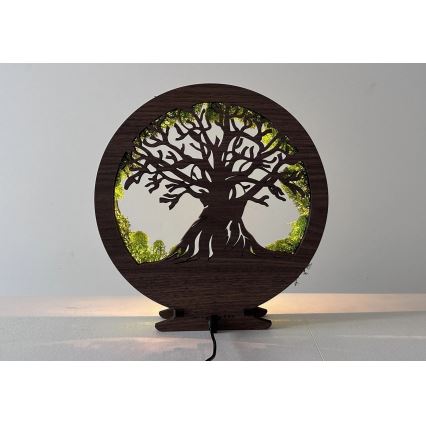 Li-Go 23631/DUB2 - Décoration de table LED dimmable LED/12W/230V 30x31 cm chêne/mousse et arbre
