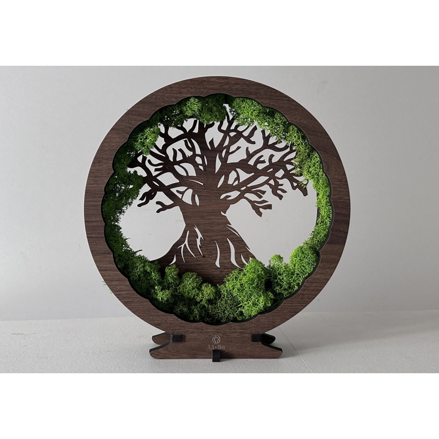 Li-Go 23631/DUB2 - Decorazione da tavolo dimmerabile a LED/12W/230V 30x31 cm rovere/muschio e albero