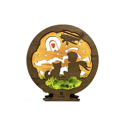 Li-Go 23634/DUB2 - Lampe de table décorative dimmable à LED LED/12W/230V 20x22 cm chêne/Le Petit Prince et sa rose