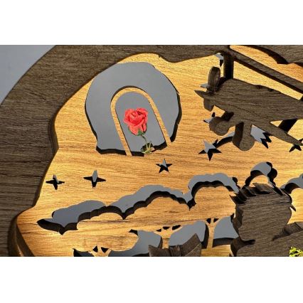 Li-Go 23634/DUB2 - Lampe de table décorative dimmable à LED LED/12W/230V 20x22 cm chêne/Le Petit Prince et sa rose