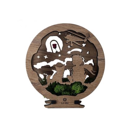 Li-Go 23634/DUB2 - Dimmbare LED-Tischdekoration LED/12W/230V 20x22 cm Eiche/Der kleine Prinz mit Rose