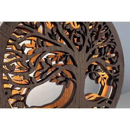 Li-Go 23648/DUB2 - Decorazione da tavolo dimmerabile LED/12W/230V 30x31 cm rovere/Albero della vita