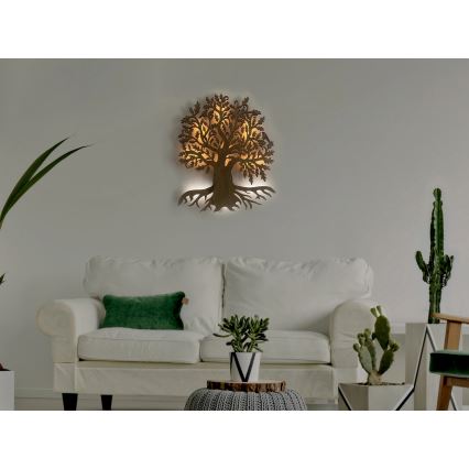 Li-Go 23673/DUB2 - Décoration murale LED dimmable LED/10W/5V 20000 mAh 45x55 cm chêne + télécommande