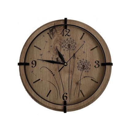 Li-Go 23682/DUB5 - Wanduhr 1xAA Ø 32 cm Eiche/Pusteblume