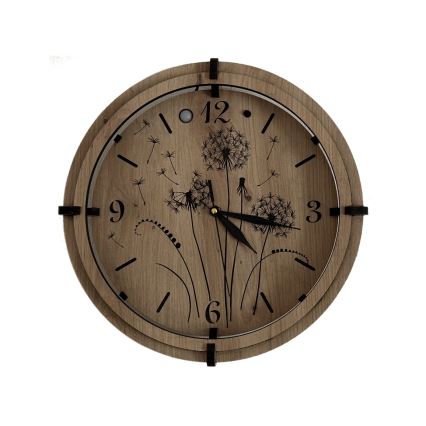 Li-Go 23688/DUB2 - Orologio LED dimmerabile con sensore di movimento LED/5V 20000 mAh + 1xAA Ø 32 cm Rovere/Dente di leone