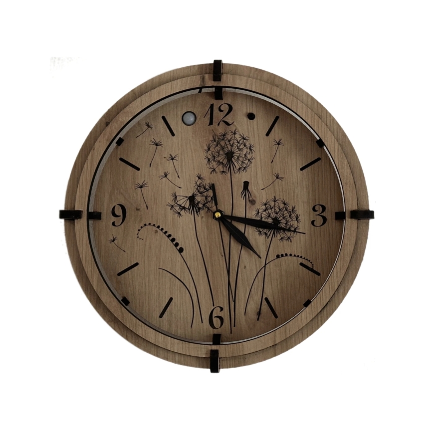 Li-Go 23688/DUB2 - Orologio LED dimmerabile con sensore di movimento LED/5V 20000 mAh + 1xAA Ø 32 cm Rovere/Dente di leone