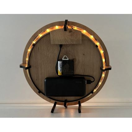 Li-Go 23712/DUB/BAT2 - Horloge LED à intensité réglable avec capteur de mouvement LED/10W/5V 20000 mAh + 1xAA Ø 32 cm chêne/Le Petit Prince