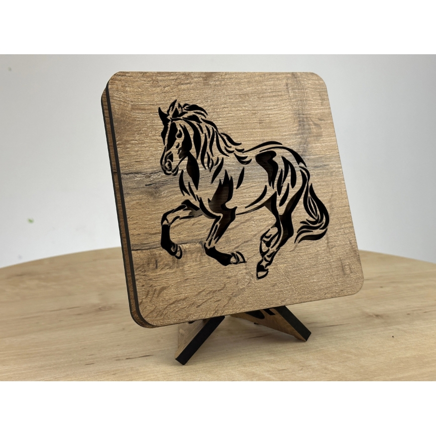 Li-Go 4070/DUB2 - Lampe décorative de table LED/12W/230V 19x19 cm chêne/cheval