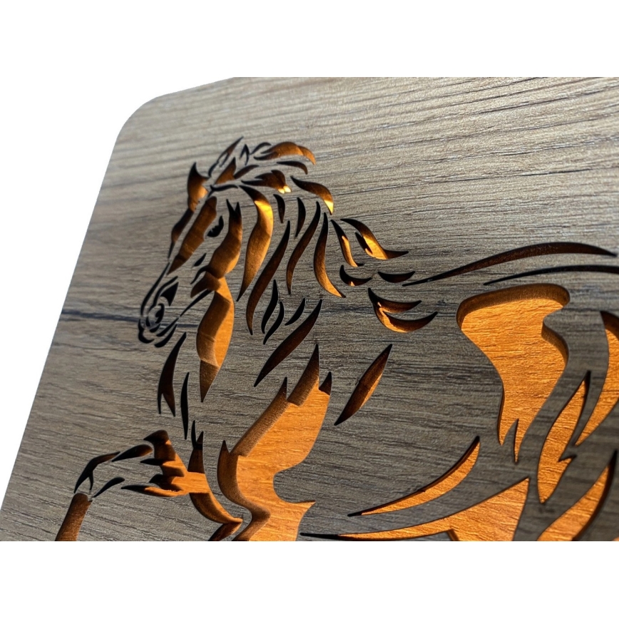 Li-Go 4070/DUB2 - Lampe décorative de table LED/12W/230V 19x19 cm chêne/cheval