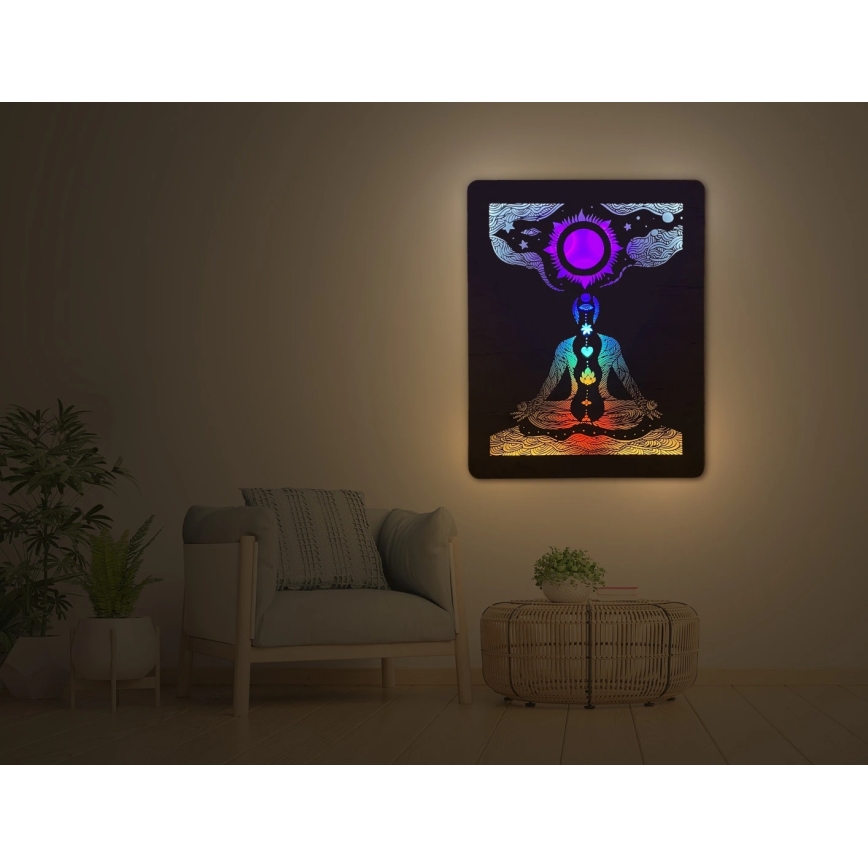 Li-Go 4421/A/4 - Decorazione da parete dimmerabile a LED LED/10W/5V 30000 mAh 70x90 cm rovere/chakra