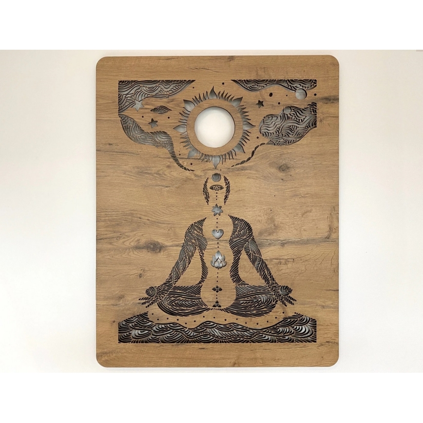 Li-Go 4421/A/4 - Dimmbare LED-Wanddekoration LED/10W/5V 30000 mAh 70x90 cm Eiche/Chakren