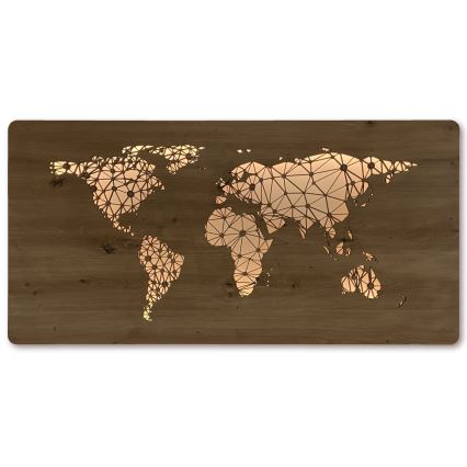 Li-Go 4457/A/4 - Dimmbare LED-Wanddekoration LED/10W/5V 30000 mAh 120x60 cm Eiche/Weltkarte