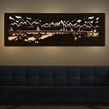Li-Go 4778/A/4 - Décoration murale LED à intensité réglable LED/10W/5V 30000 mAh 120x40 cm chêne/Lac