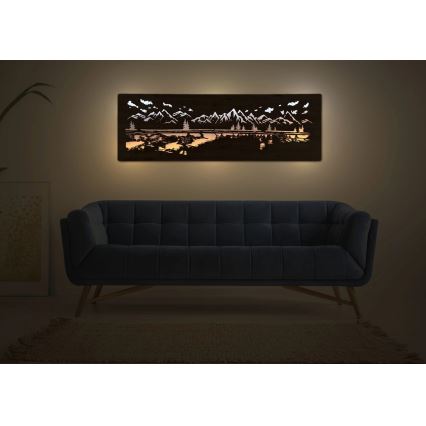Li-Go 4778/A/4 - Décoration murale LED à intensité réglable LED/10W/5V 30000 mAh 120x40 cm chêne/Lac