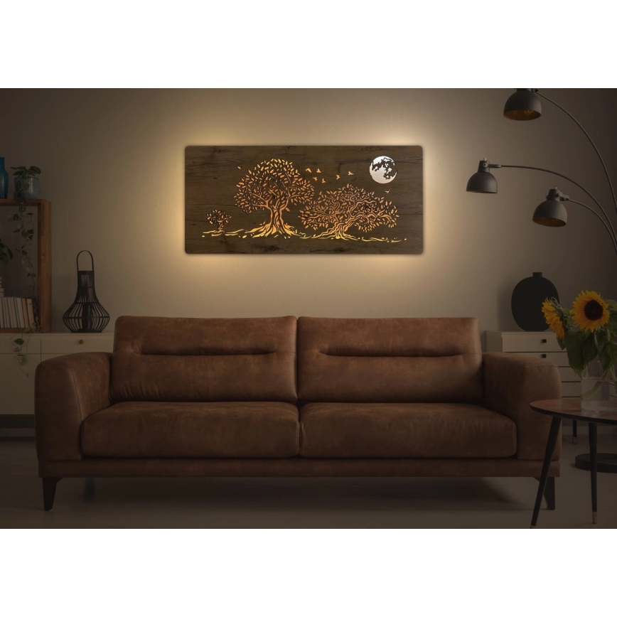 Li-Go 5042/DUB2 - Décoration murale LED dimmable LED/24W/230V 110x50 cm chêne/Trois chênes et la lune