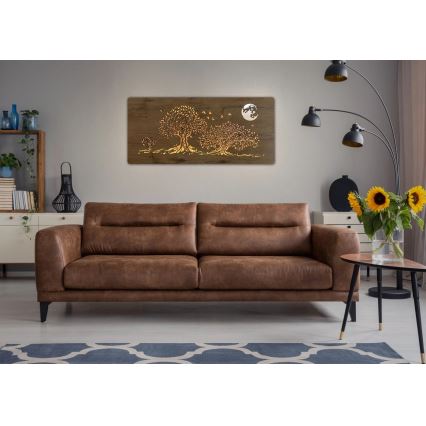 Li-Go 5042/DUB2 - Décoration murale LED dimmable LED/24W/230V 110x50 cm chêne/Trois chênes et la lune