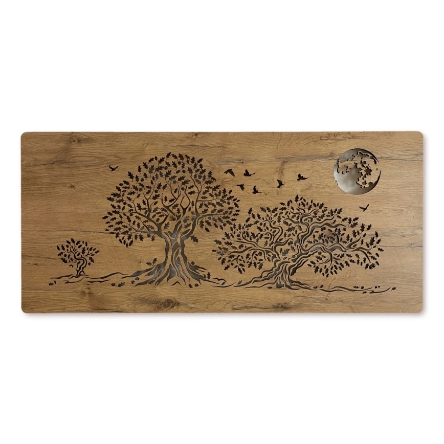 Li-Go 5042/DUB2 - Décoration murale LED dimmable LED/24W/230V 110x50 cm chêne/Trois chênes et la lune