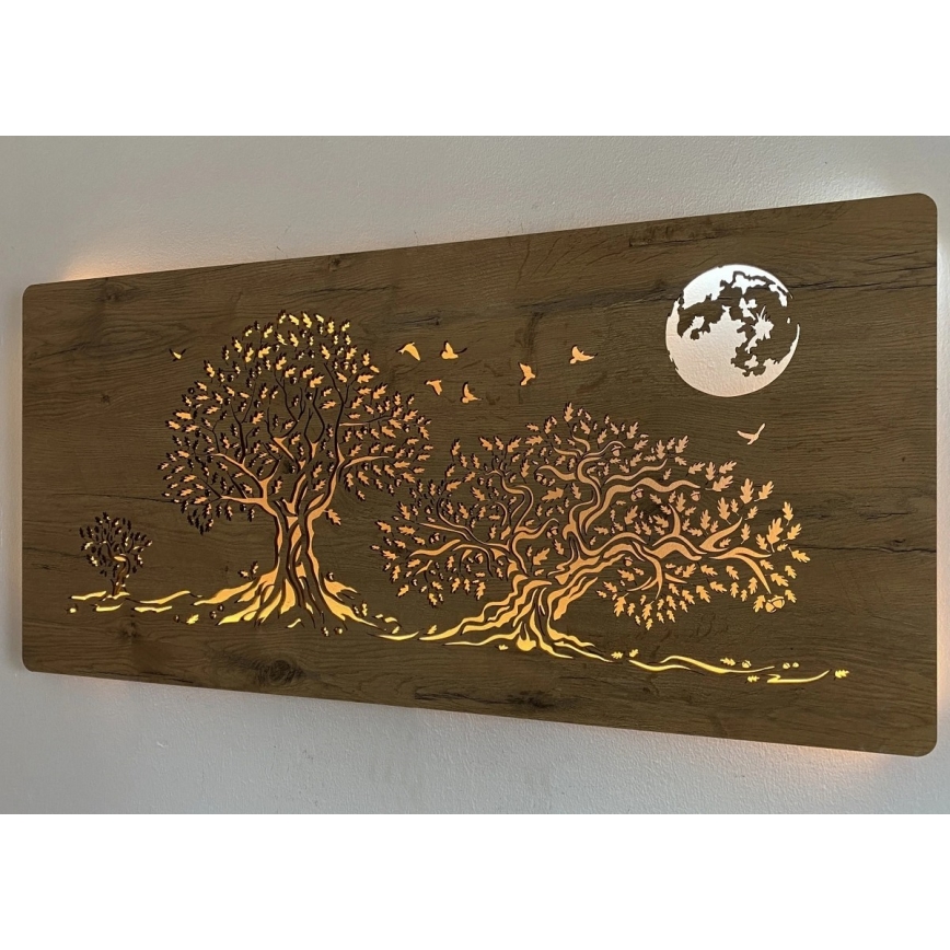 Li-Go 5042/DUB2 - LED-dimmbare Wanddekoration LED/24W/230V 110x50 cm Eiche/Drei Eichen und Mond