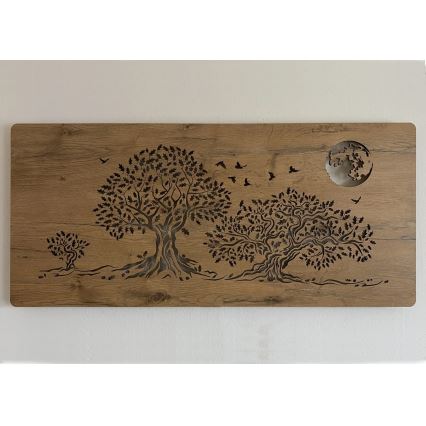 Li-Go 5042/DUB2 - LED-dimmbare Wanddekoration LED/24W/230V 110x50 cm Eiche/Drei Eichen und Mond