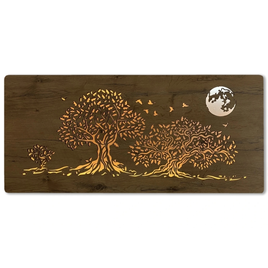 Li-Go 5042/DUB2 - LED-dimmbare Wanddekoration LED/24W/230V 110x50 cm Eiche/Drei Eichen und Mond