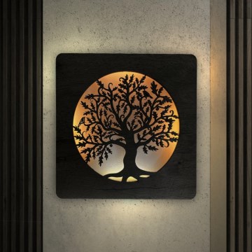 Li-Go 5275/DUB2 - Decorazione da parete dimmerabile a LED 10W/5V 20000 mAh 42x42 cm rovere/rovere a forma di cerchio + telecomando