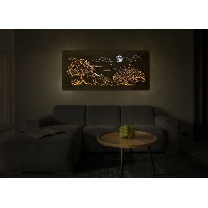 Li-Go 5478/DUB2 - Décoration murale LED dimmable LED/24W/230V 130x60 cm chêne/Quatre chênes et la lune