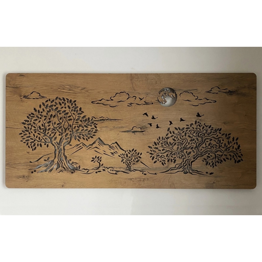 Li-Go 5478/DUB2 - Décoration murale LED dimmable LED/24W/230V 130x60 cm chêne/Quatre chênes et la lune