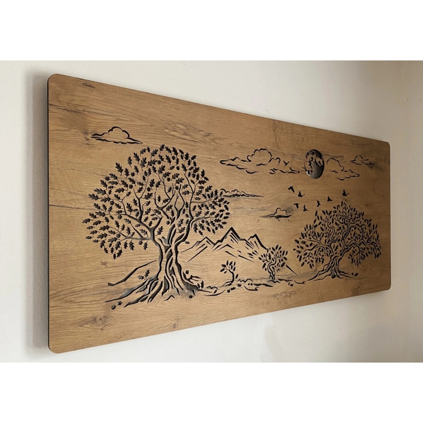 Li-Go 5478/DUB2 - Décoration murale LED dimmable LED/24W/230V 130x60 cm chêne/Quatre chênes et la lune