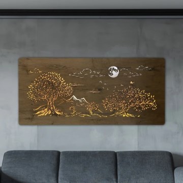 Li-Go 5478/DUB2 - Décoration murale LED dimmable LED/24W/230V 130x60 cm chêne/Quatre chênes et la lune