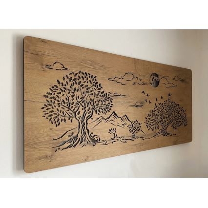 Li-Go 5478/DUB2 - Dimmbare LED-Wanddekoration LED/24W/230V 130x60 cm Eiche/Vier Eichen und Mond