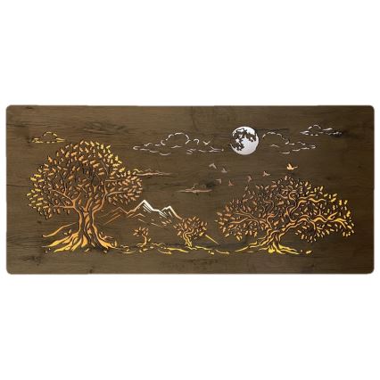 Li-Go 5478/DUB2 - Dimmbare LED-Wanddekoration LED/24W/230V 130x60 cm Eiche/Vier Eichen und Mond