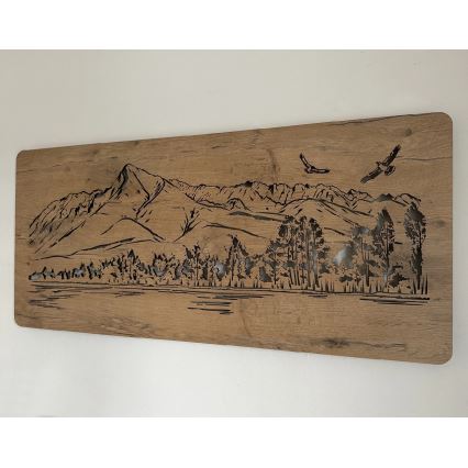 Li-Go 5589/A/DUB2 - Decorazione da parete dimmerabile a LED/10W/5V 30000 mAh 110x50 cm rovere/Montagne con uccelli